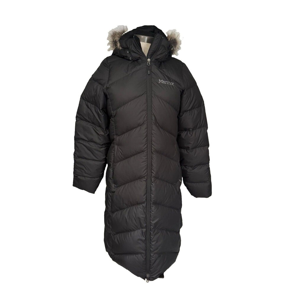 Marmot Women's Montreaux Down Coat 700 Fill Black M78090 Medium Faux Fur